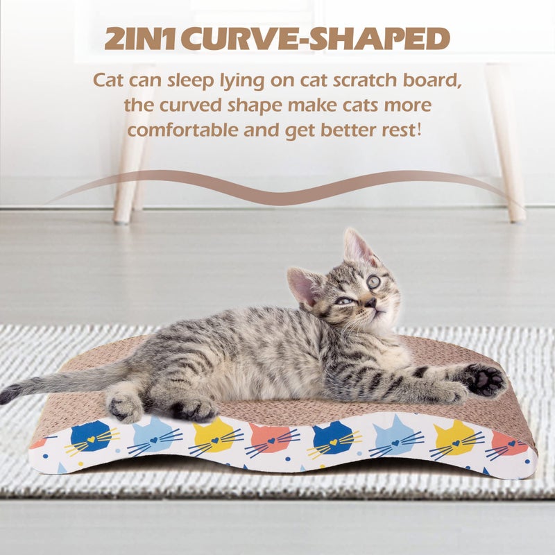 Pet Prime 3PCS Cat Scratcher Cardboard Board 3 Pack Cat Recycle Corrugated Scratching Pad Cat Scratching Lounge Sofa Bed Wave Shape Cat Scratch Pad with Catnip (3PCS) - Image 5